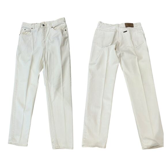 Vintage 90s Calvin Klein White Cotton Denim Jeans USA Straight Leg / Size 14 - - Picture 2 of 4